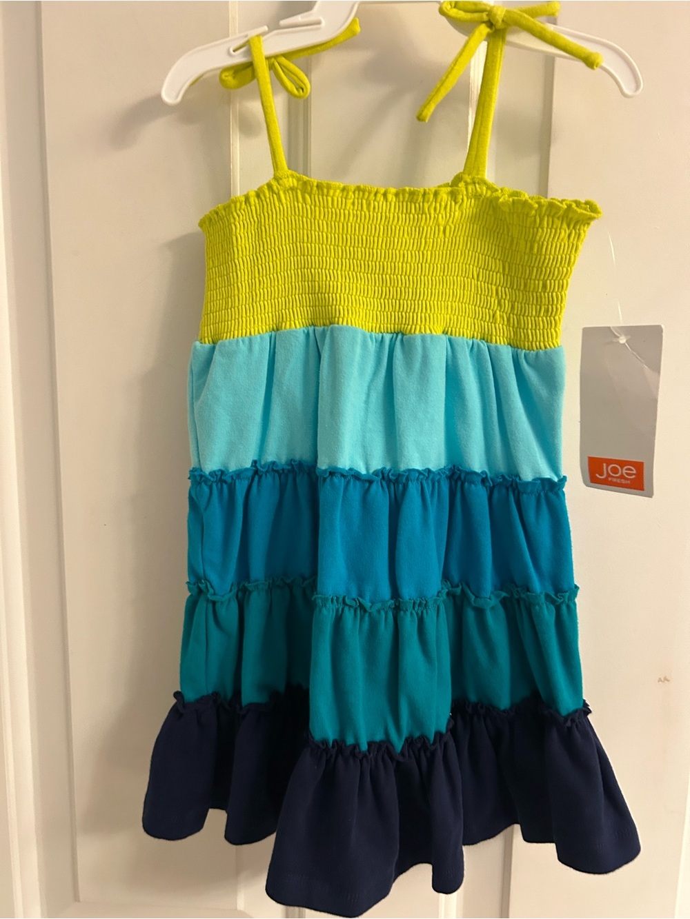 NWT-Joe Fresh Bright Yellow and Blue Tiered Sundress